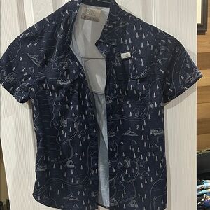Ocean Coast Kids' Navy Adventure Print Button Down Shirt